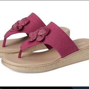 Life Stride Burgundy Floral Sandals